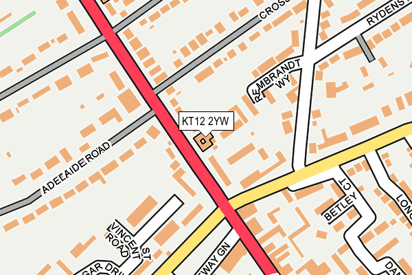 KT12 2YW map - OS OpenMap – Local (Ordnance Survey)