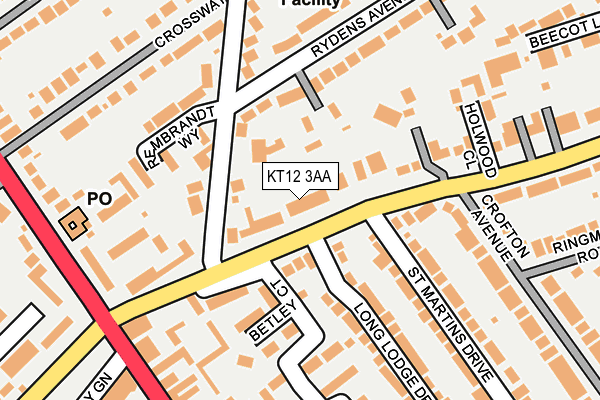 KT12 3AA map - OS OpenMap – Local (Ordnance Survey)