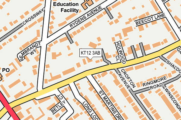 KT12 3AB map - OS OpenMap – Local (Ordnance Survey)