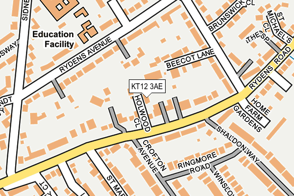 KT12 3AE map - OS OpenMap – Local (Ordnance Survey)