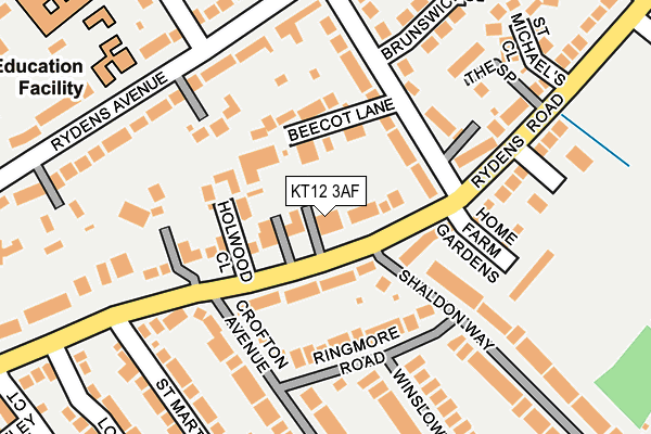KT12 3AF map - OS OpenMap – Local (Ordnance Survey)