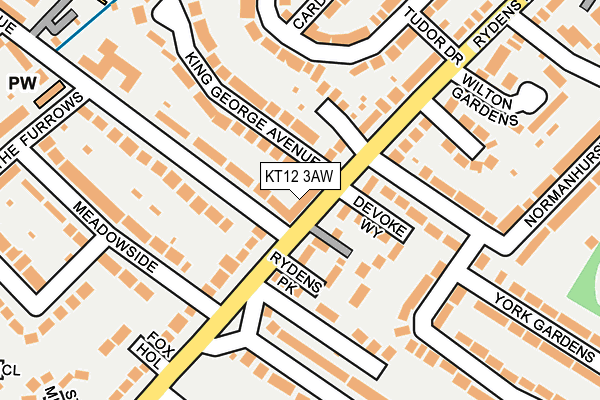 KT12 3AW map - OS OpenMap – Local (Ordnance Survey)