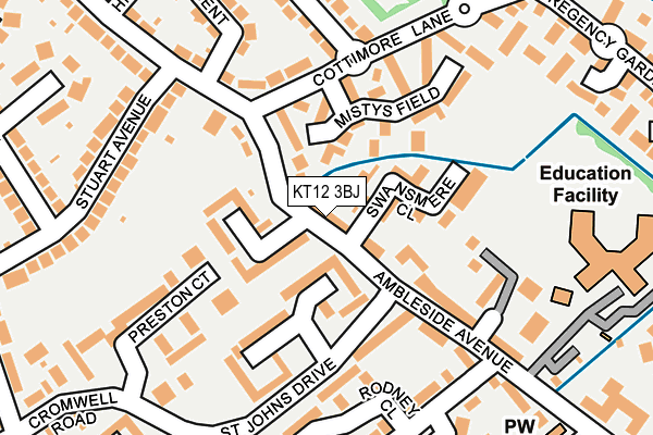 KT12 3BJ map - OS OpenMap – Local (Ordnance Survey)