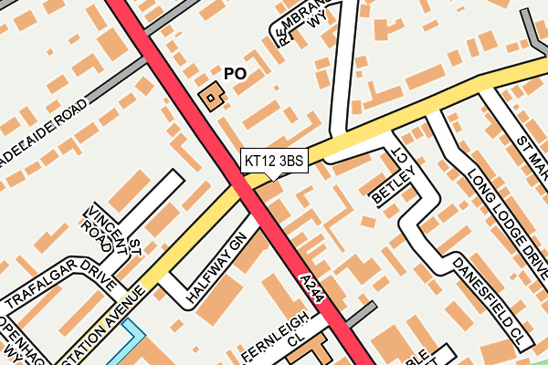 KT12 3BS map - OS OpenMap – Local (Ordnance Survey)