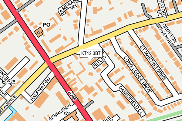 KT12 3BT map - OS OpenMap – Local (Ordnance Survey)