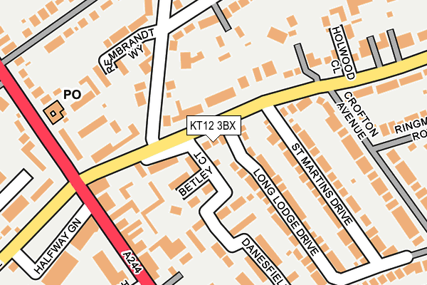 KT12 3BX map - OS OpenMap – Local (Ordnance Survey)