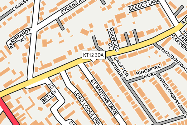 KT12 3DA map - OS OpenMap – Local (Ordnance Survey)