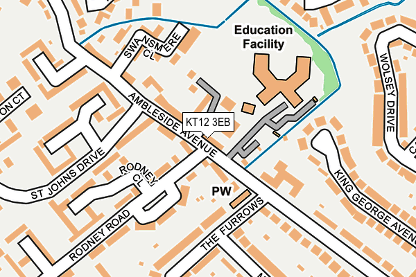 KT12 3EB map - OS OpenMap – Local (Ordnance Survey)