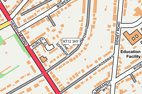 KT12 3HY map - OS OpenMap – Local (Ordnance Survey)