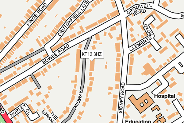 KT12 3HZ map - OS OpenMap – Local (Ordnance Survey)