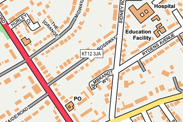 KT12 3JA map - OS OpenMap – Local (Ordnance Survey)