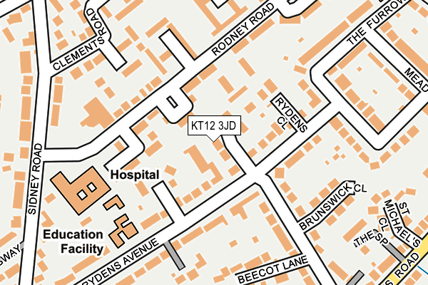 KT12 3JD map - OS OpenMap – Local (Ordnance Survey)