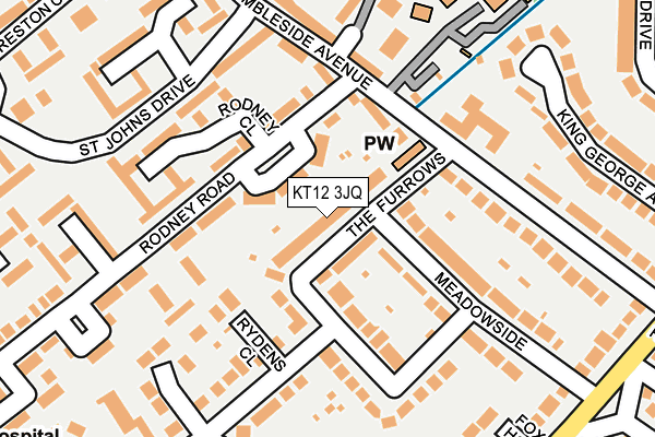 KT12 3JQ map - OS OpenMap – Local (Ordnance Survey)
