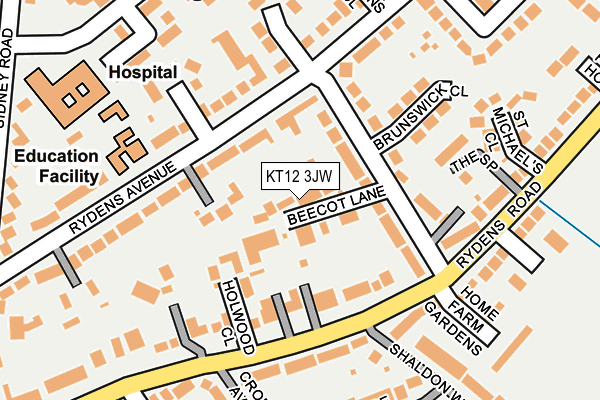 KT12 3JW map - OS OpenMap – Local (Ordnance Survey)