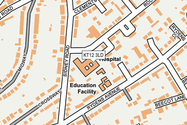 KT12 3LD map - OS OpenMap – Local (Ordnance Survey)