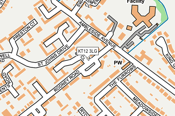 KT12 3LG map - OS OpenMap – Local (Ordnance Survey)