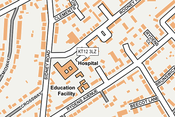 KT12 3LZ map - OS OpenMap – Local (Ordnance Survey)