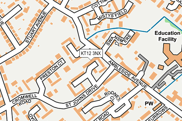 KT12 3NX map - OS OpenMap – Local (Ordnance Survey)