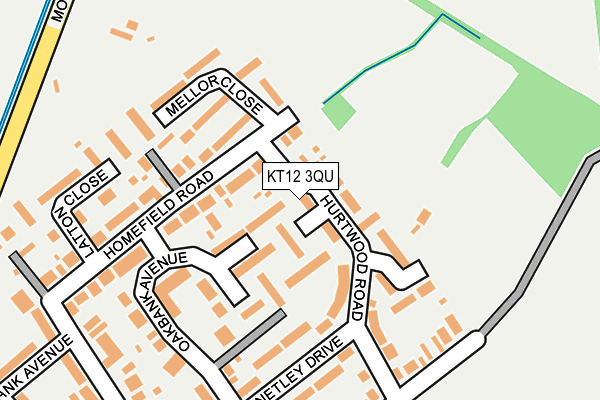 KT12 3QU map - OS OpenMap – Local (Ordnance Survey)