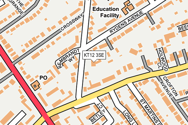 KT12 3SE map - OS OpenMap – Local (Ordnance Survey)