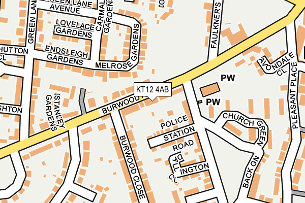 KT12 4AB map - OS OpenMap – Local (Ordnance Survey)