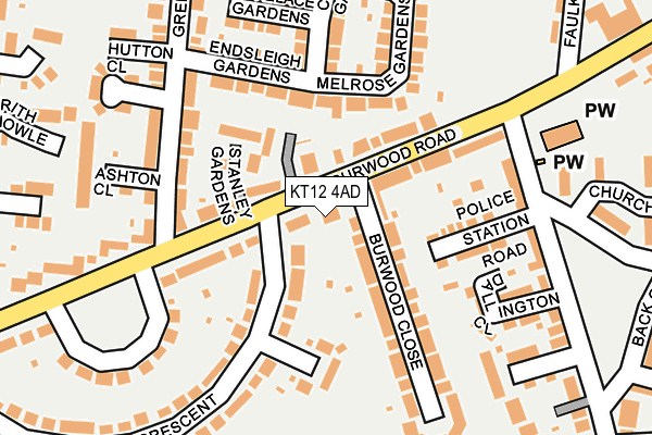 KT12 4AD map - OS OpenMap – Local (Ordnance Survey)