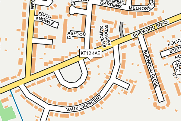 KT12 4AE map - OS OpenMap – Local (Ordnance Survey)