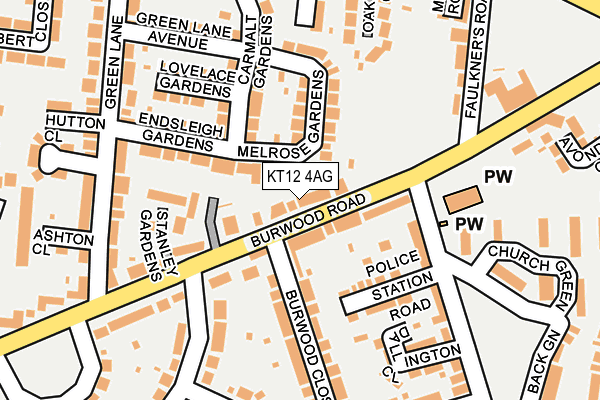 KT12 4AG map - OS OpenMap – Local (Ordnance Survey)