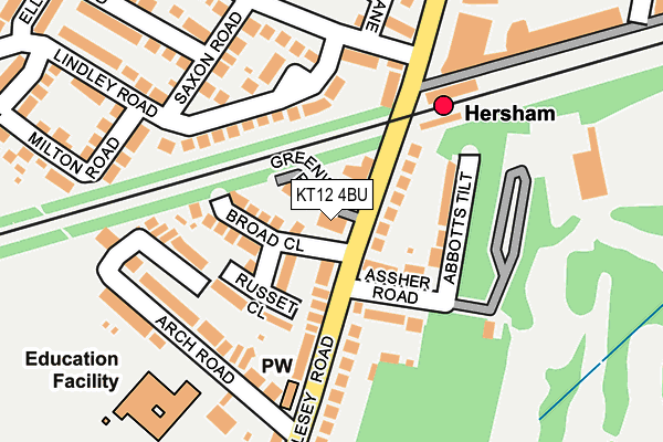 KT12 4BU map - OS OpenMap – Local (Ordnance Survey)