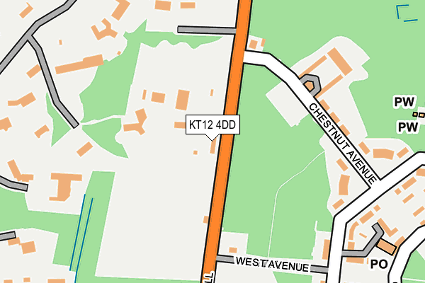KT12 4DD map - OS OpenMap – Local (Ordnance Survey)