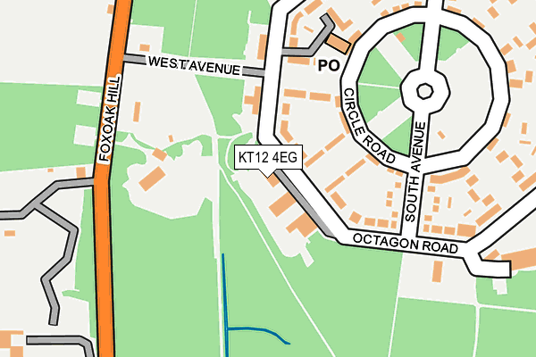 KT12 4EG map - OS OpenMap – Local (Ordnance Survey)