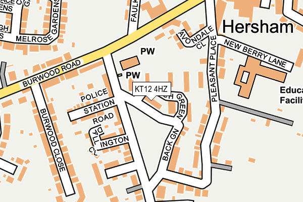 KT12 4HZ map - OS OpenMap – Local (Ordnance Survey)