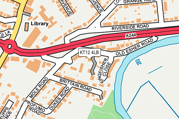 KT12 4LB map - OS OpenMap – Local (Ordnance Survey)