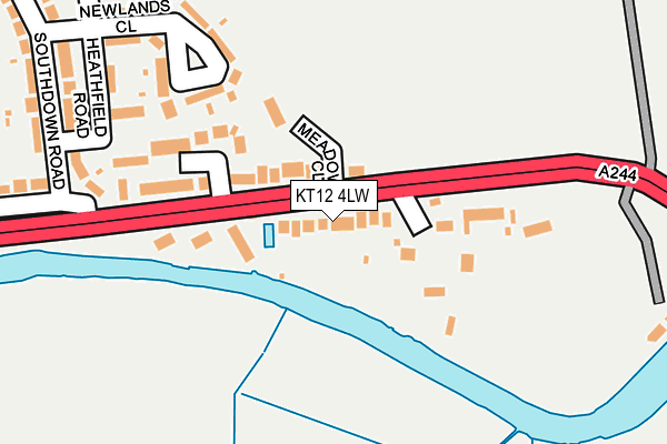 KT12 4LW map - OS OpenMap – Local (Ordnance Survey)