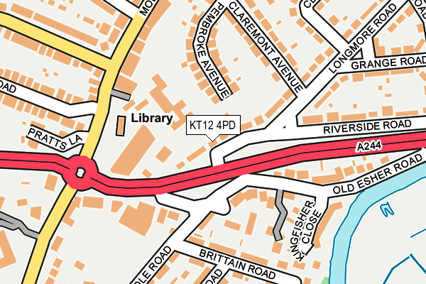 KT12 4PD map - OS OpenMap – Local (Ordnance Survey)