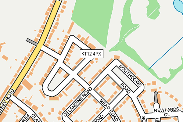 KT12 4PX map - OS OpenMap – Local (Ordnance Survey)