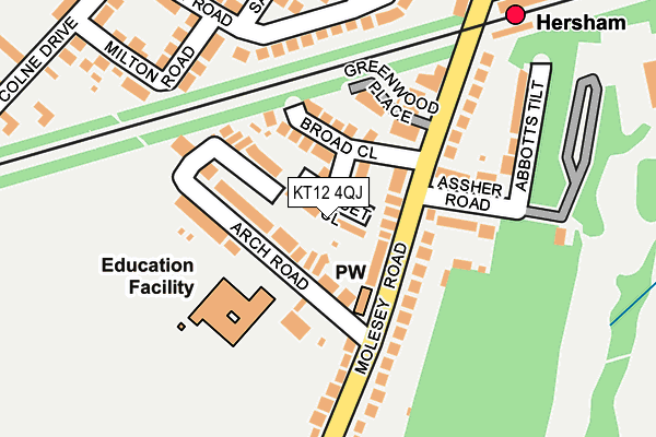 KT12 4QJ map - OS OpenMap – Local (Ordnance Survey)
