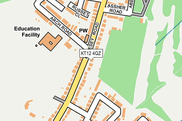 KT12 4QZ map - OS OpenMap – Local (Ordnance Survey)