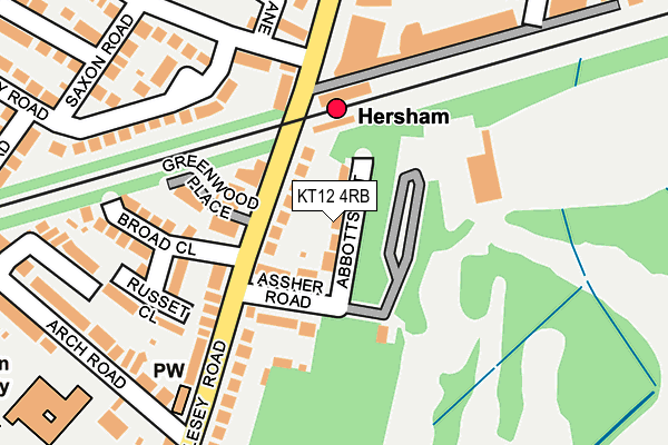 KT12 4RB map - OS OpenMap – Local (Ordnance Survey)