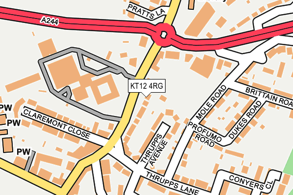 KT12 4RG map - OS OpenMap – Local (Ordnance Survey)