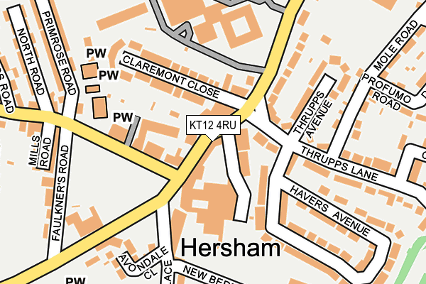 KT12 4RU map - OS OpenMap – Local (Ordnance Survey)