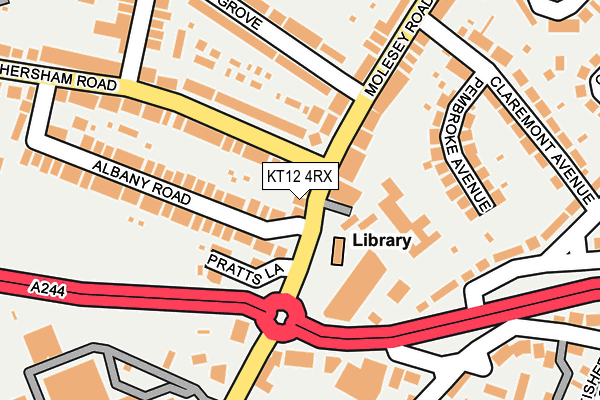 KT12 4RX map - OS OpenMap – Local (Ordnance Survey)