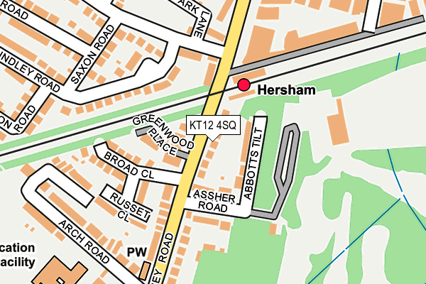 KT12 4SQ map - OS OpenMap – Local (Ordnance Survey)