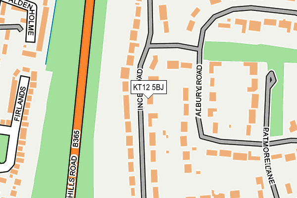 KT12 5BJ map - OS OpenMap – Local (Ordnance Survey)