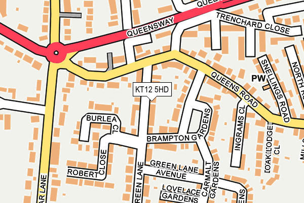 KT12 5HD map - OS OpenMap – Local (Ordnance Survey)