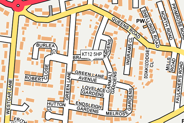 KT12 5HP map - OS OpenMap – Local (Ordnance Survey)