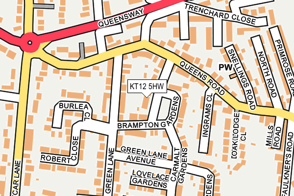KT12 5HW map - OS OpenMap – Local (Ordnance Survey)