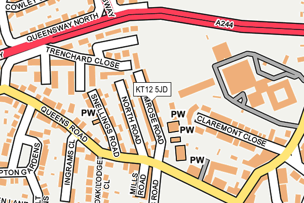 KT12 5JD map - OS OpenMap – Local (Ordnance Survey)