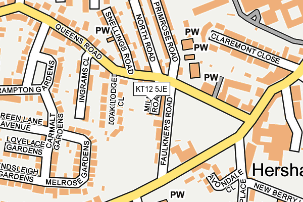 KT12 5JE map - OS OpenMap – Local (Ordnance Survey)