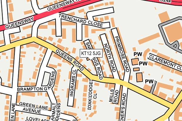 KT12 5JG map - OS OpenMap – Local (Ordnance Survey)